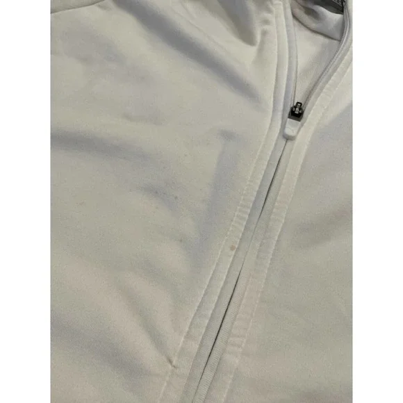 Puma Women's Full-Zip Hoodie Sweatshirt Large White Logo Pintuck Raglan Sleeve - Picture 10 of 10